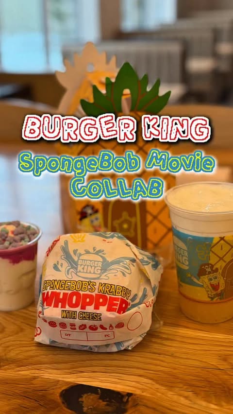 Instagram post by @foodguyyeg for Burger King. Caption reads: Spongebob Squarepants x Burger King has officially....
