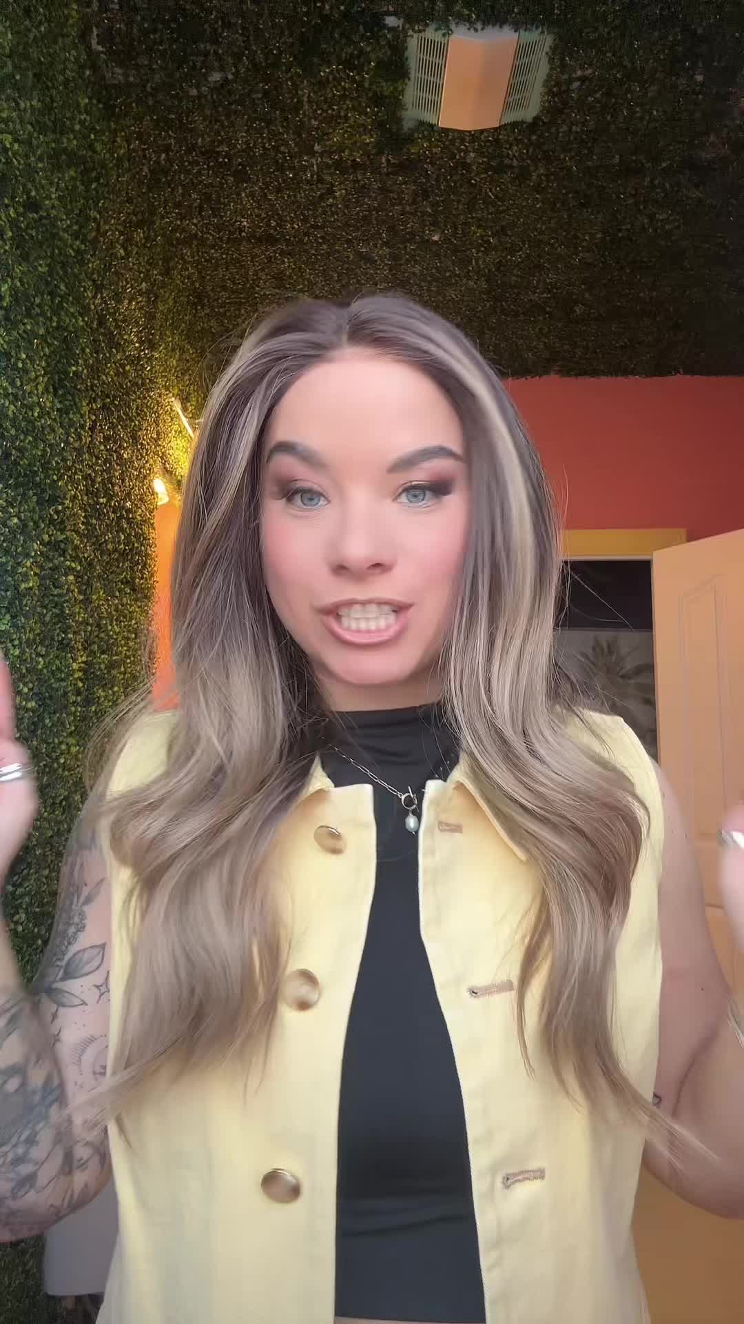 TikTok post by @elizabethwearswigs for Chelsey Smith Cosmetics. Caption reads: Dakota Balayage from @Chelsey Smith Crowns....