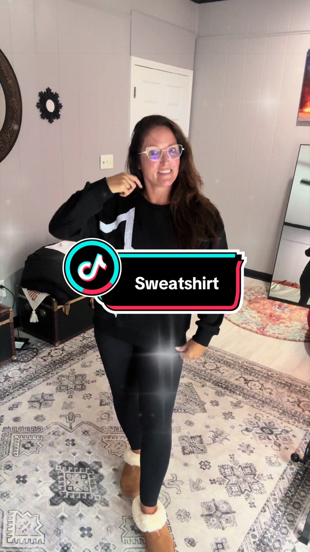 TikTok post by @jennyrowell for Aleumdr. Caption reads: [...] #CozyOutfits #SweatshirtStyle @Aleumdr....