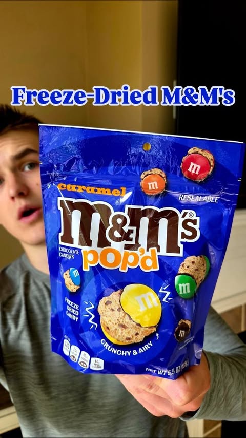 Instagram post by @tylertriesthat for M&M’S. Caption reads: #MMS_Partner NEW Caramel M&M's Pop'd 🍬🍫 [...].