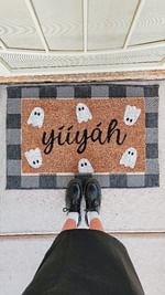 Instagram post by @nizhonifulme for Hobby Lobby. Caption reads: Want a Halloween doormat with a Native twist?....