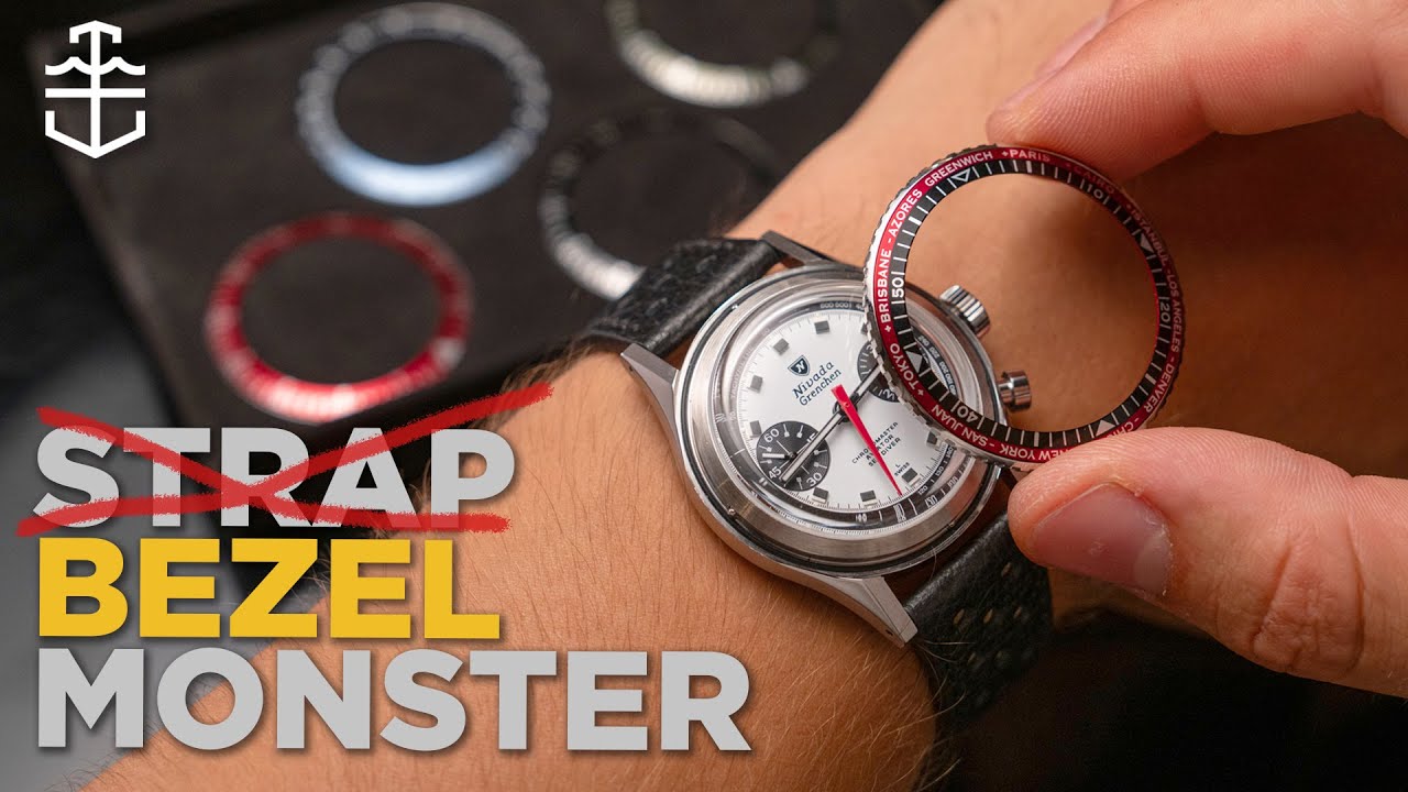 YouTube post by @Timeandtidewatches for Nivada Grenchen. Caption reads: Nivada Grenchen Chronomaster Singer Paul Newman -....