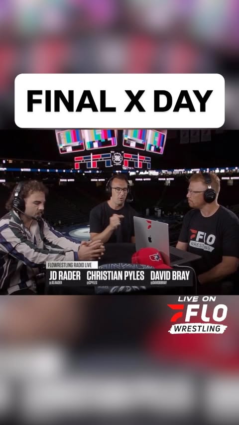 Instagram post by @cpyles for FloWrestling. Caption reads: ITS FINAL X DAY!!! The FRL crew is live at the....