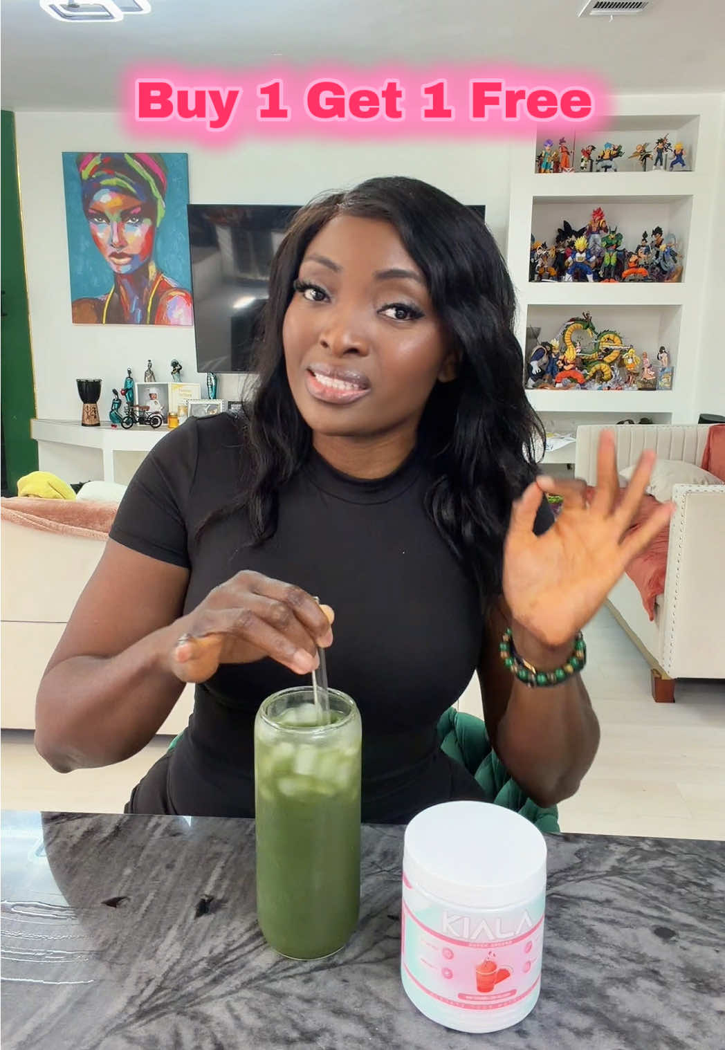 TikTok post by @afromexmedia for KIALA NUTRITION. Caption reads: I used to feel bloated after every meal, until I....