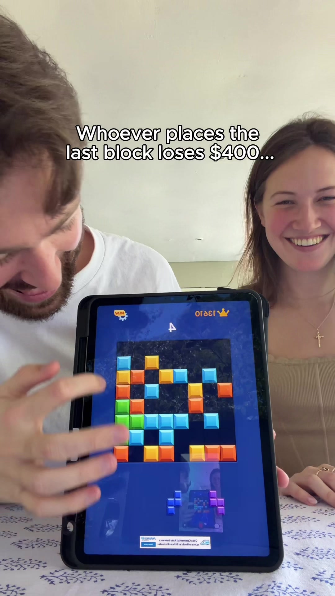 TikTok post by @americanfoodreview for Block Blast. Caption reads: I love @Block Blast! Official #blockblast....
