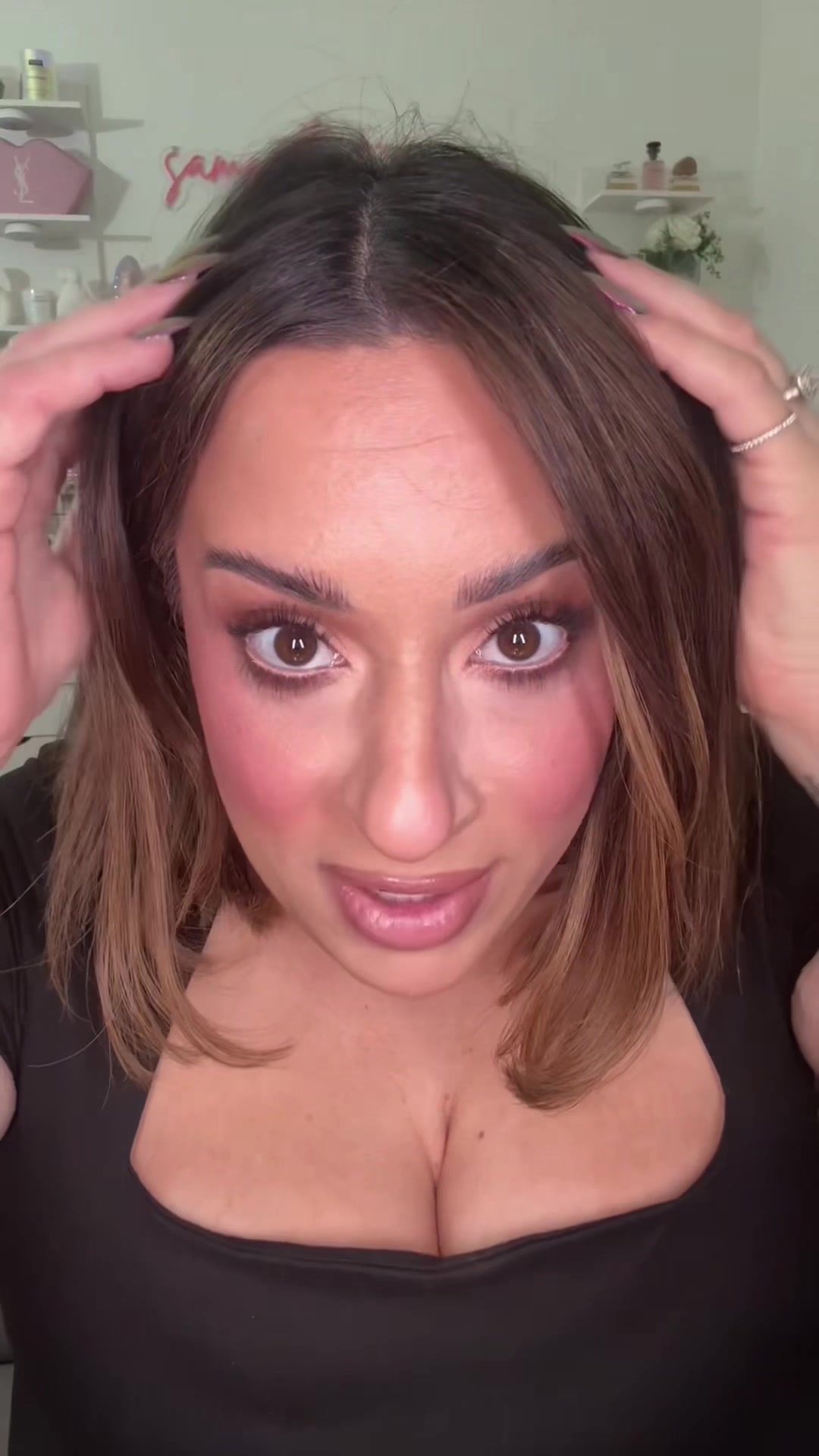 TikTok post by @samanthataormina for Nutrafol. Caption reads: [...] makes a big difference for my hair 🌿....