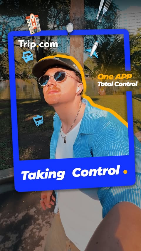 Instagram post by @wordswithruss for Trip.com. Caption reads: [...] control of the next move with @trip #tripcom....