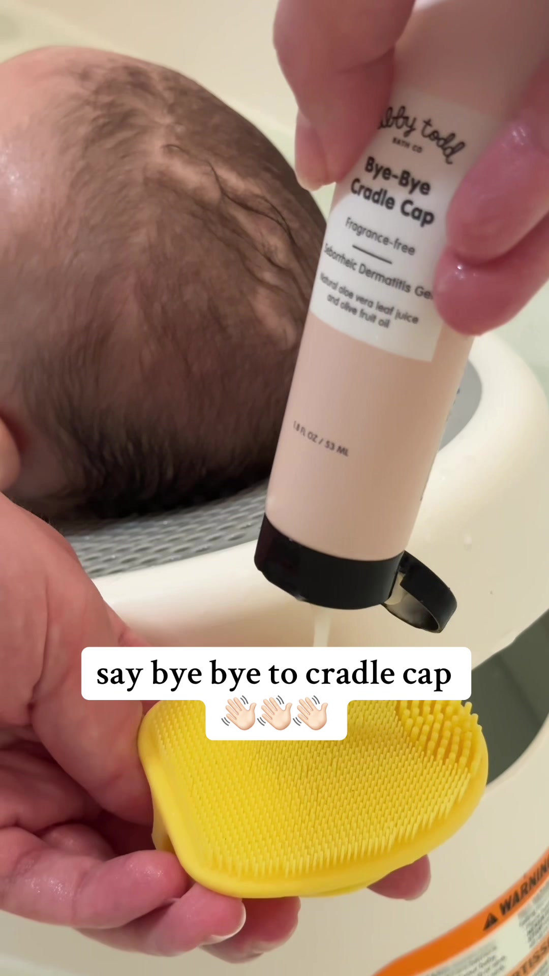 TikTok post by @kiraalvarez0414 for Tubby Todd. Caption reads: @Tubby Todds bye-bye cradle cap gel [...].