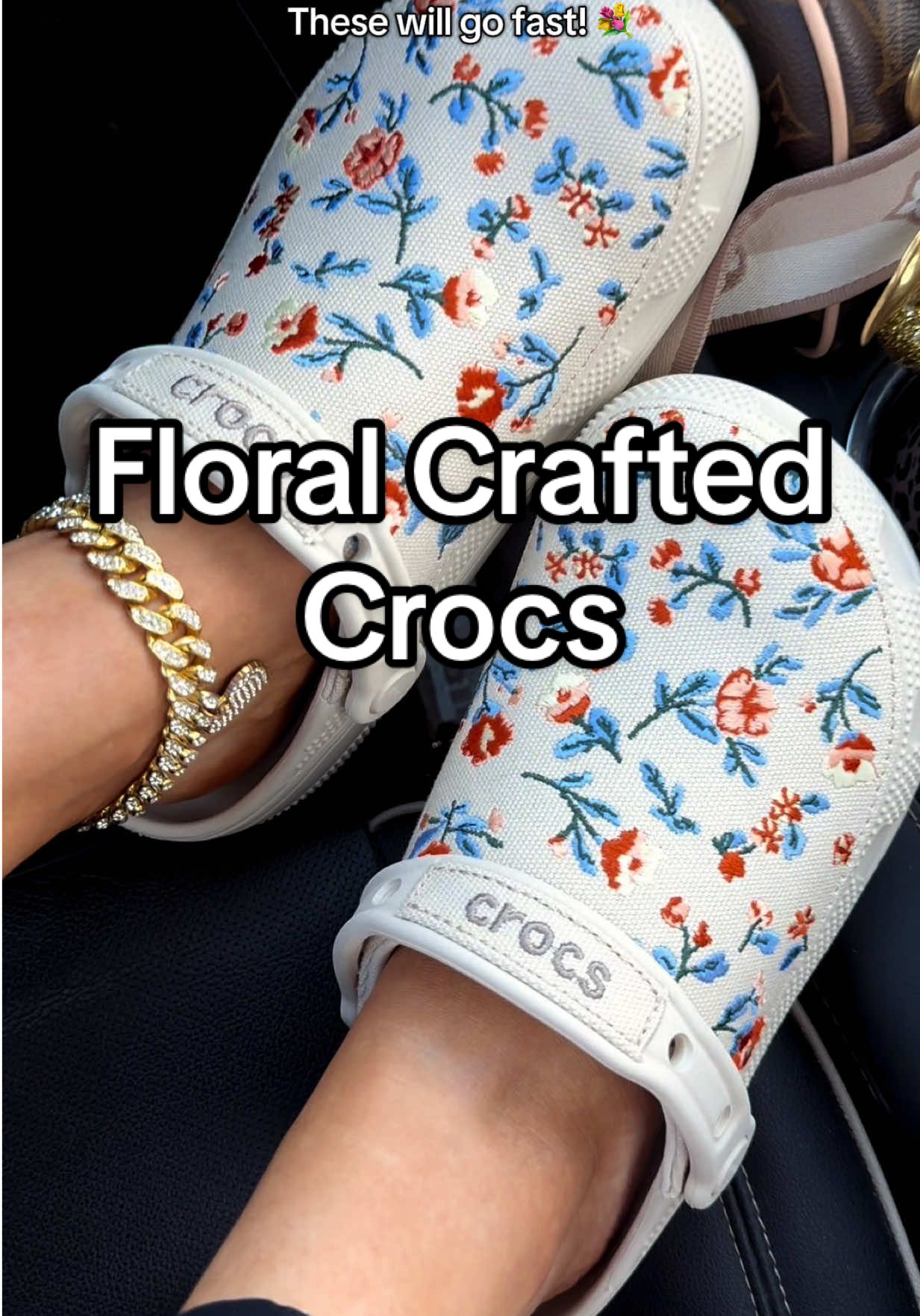 TikTok post by @bekahtheshoppingmom for Crocs. Caption reads: Ahhhh these Crocs!! #crocs #floralcraftedcrocs....