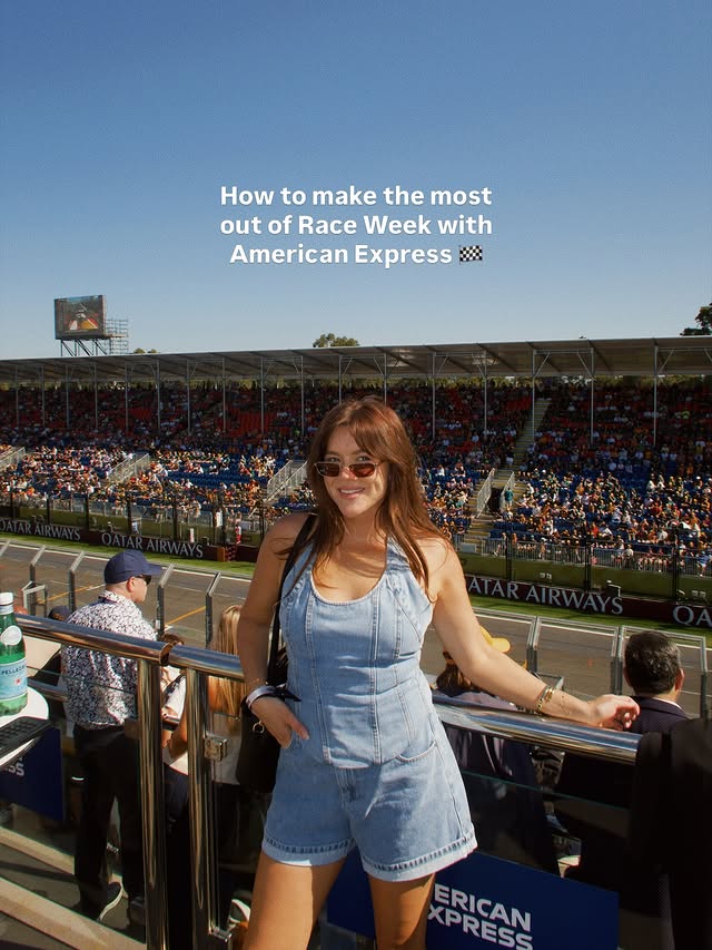 Instagram post by @haylsa for American Express. Caption reads: Race Week is better #withAmex 🏁 I have had a....