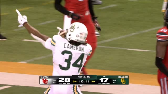 Instagram post by @baylorathletics for Allstate. Caption reads: Saturday’s @allstate Good Hands Catch of the Game:....