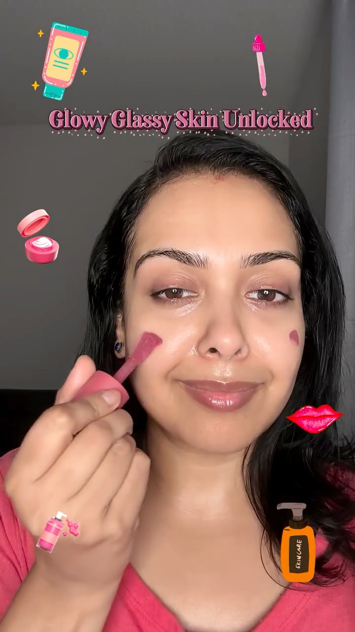 Instagram post by @thepalettelady for Glow Recipe. Caption reads: Absolutely obsessed with how glowy and glassy my....