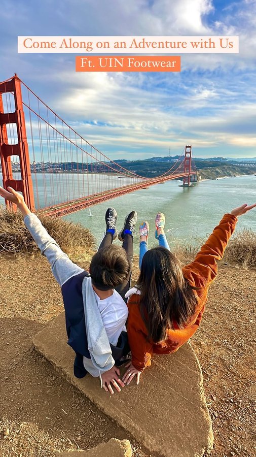 Instagram post by @aloha_stephanie for UIN Footwear. Caption reads: [...] along on an adventure with us ft. UIN....