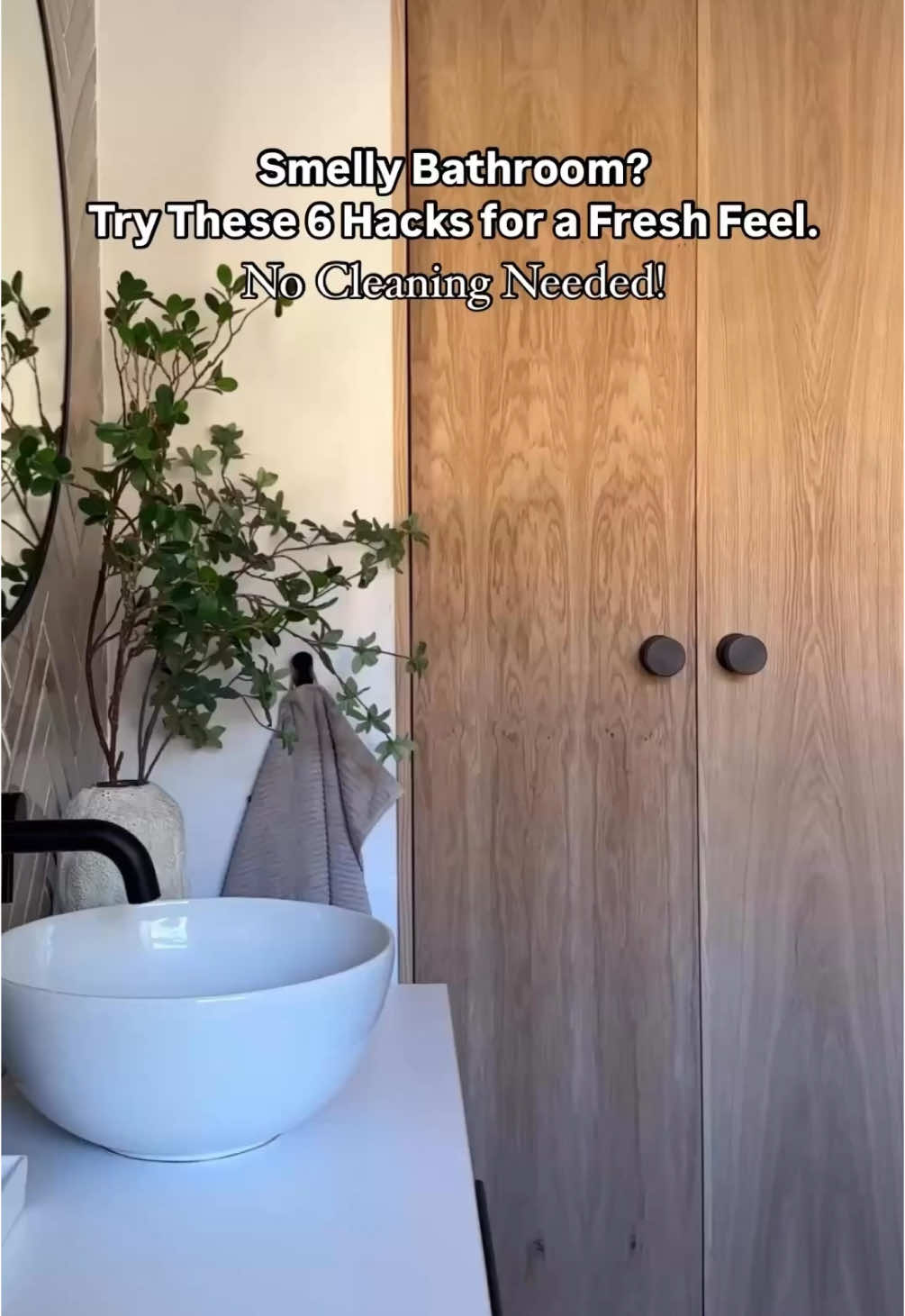 TikTok post by @mishkashoe for Brabantia. Caption reads: ad 6x handy tips to make your bathroom smell fresh....