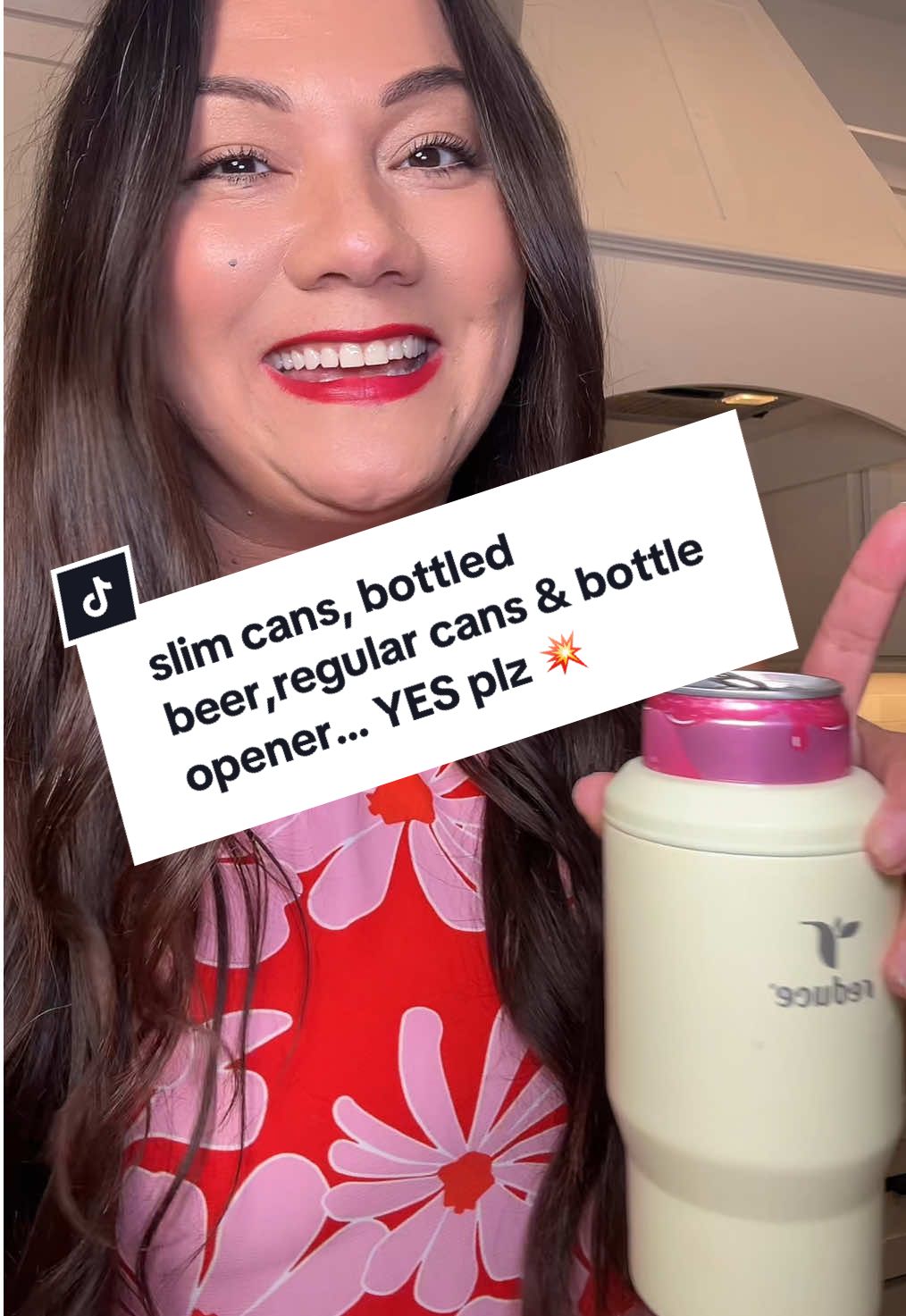 TikTok post by @whatsnewashley for Reduce. Caption reads: Reduce insulated can cooler for slim cans, [...].