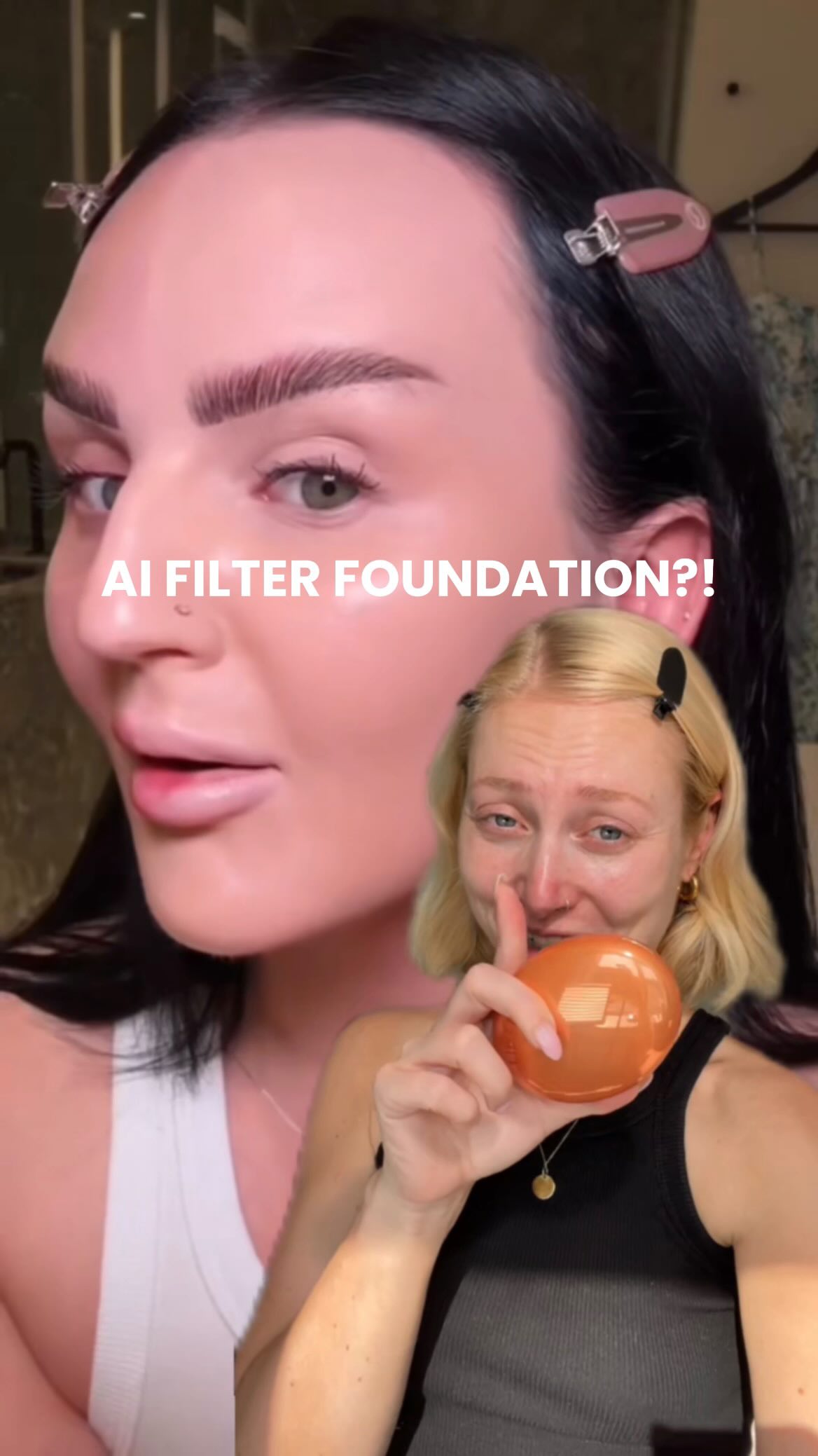 Instagram post by @billieblonde_ for TIRTIR. Caption reads: What is an AI foundation?! 👀🤖 ad

@tirtir_global....