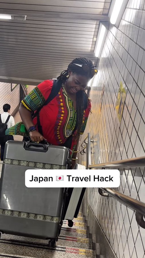 Instagram post by @harriethapra for ANA. Caption reads: 🧳 Travel light, Japan right! In collaboration....