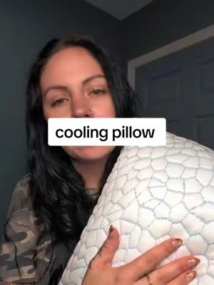 TikTok post by @rebeccamcqfinds for Alcedo Health. Caption reads: cold pillow for the hot sleepers #pillow #bedding....