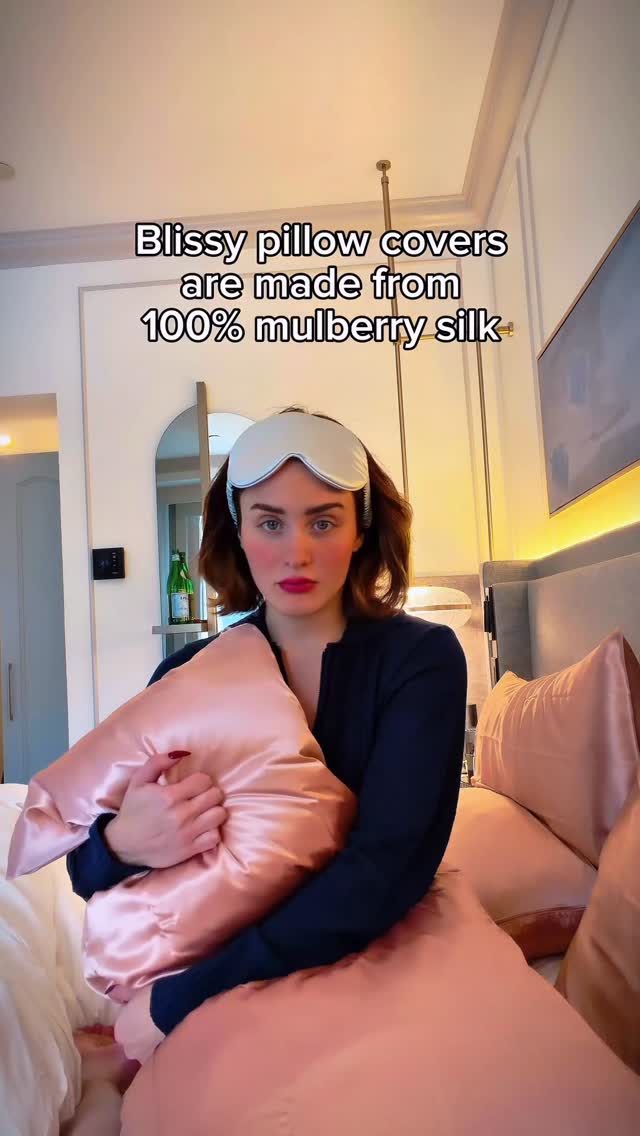 Instagram post by @miiadio for Blissy. Caption reads: [...] behind silk pillowcases? Completely....