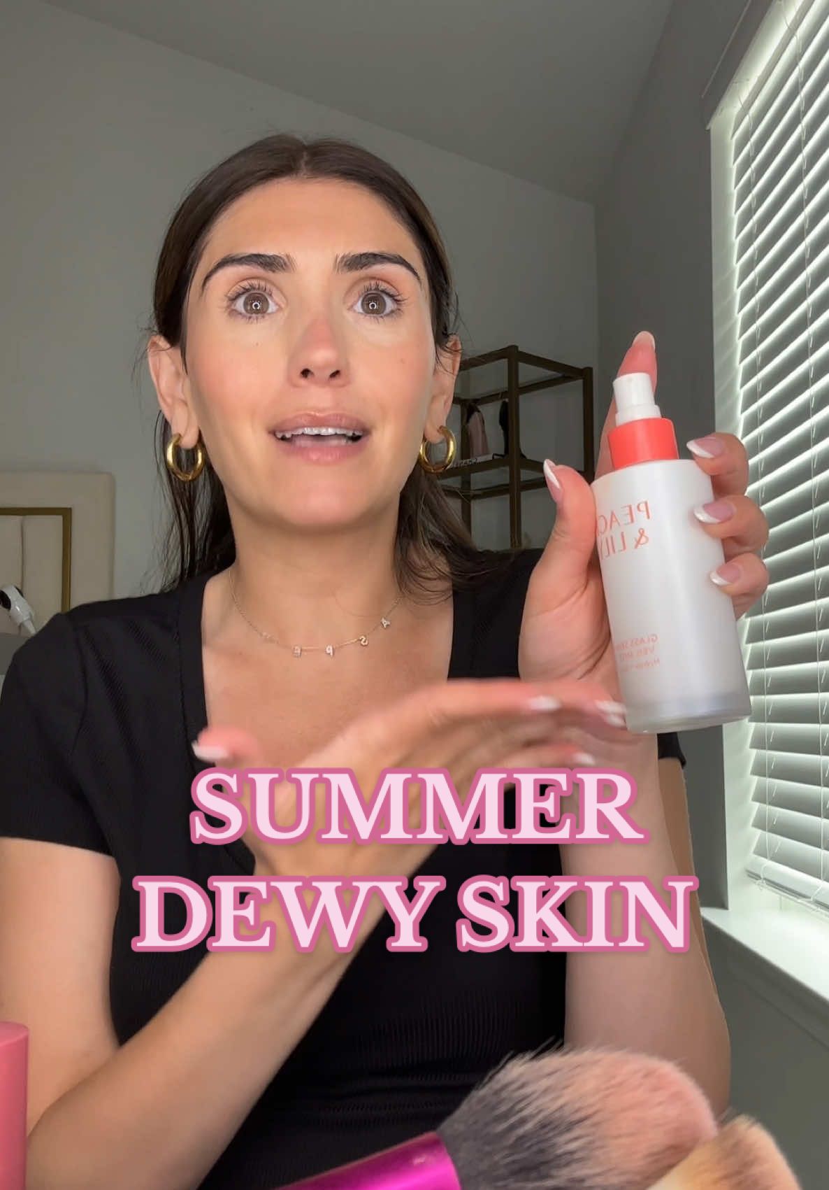 TikTok post by @chanelkaju for DRMTLGY. Caption reads: Replying to @12345 #skinprep #summerskin #dewyskin....