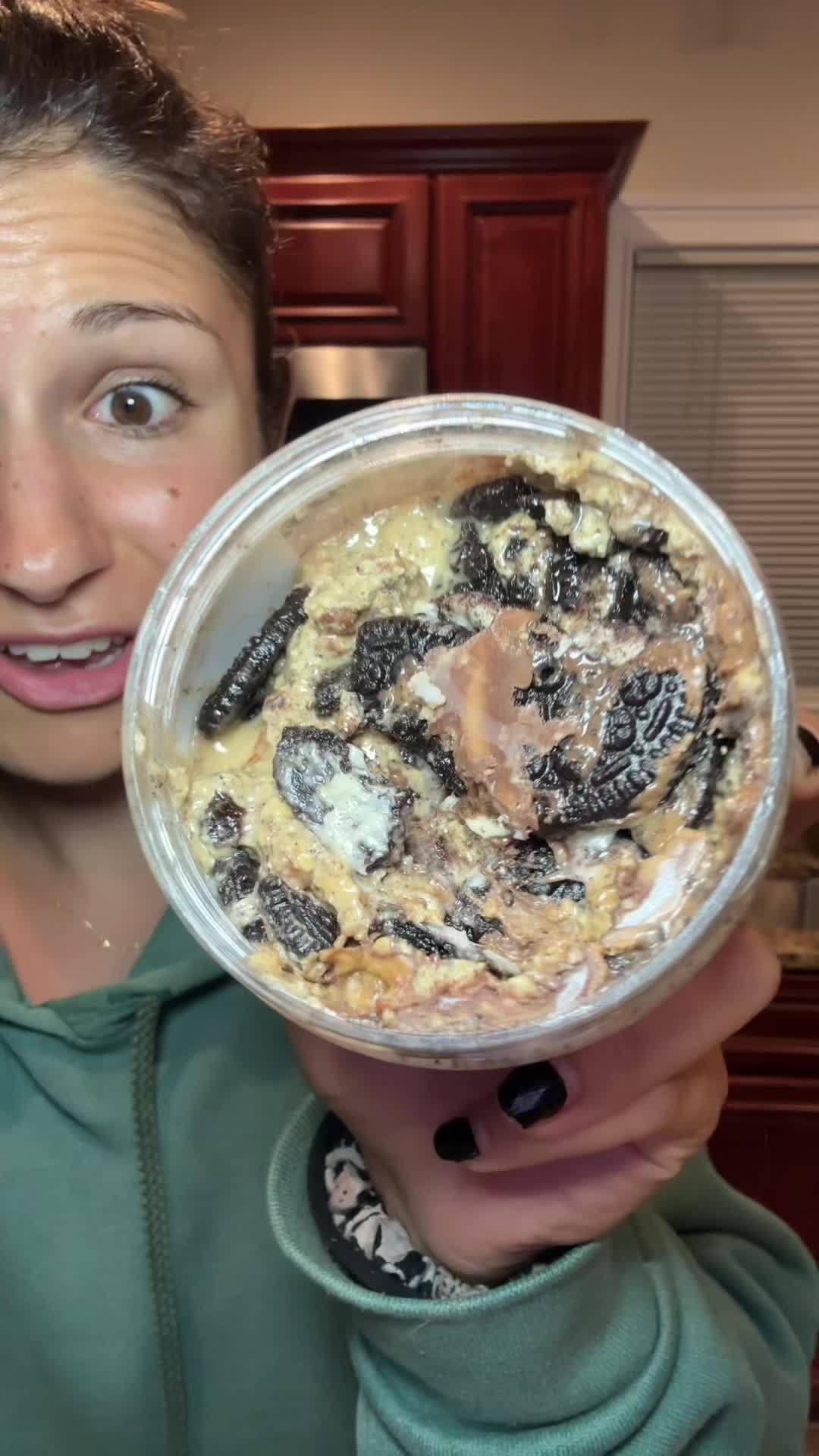 TikTok post by @hannahv2246 for Nerdy Nuts. Caption reads: Nerdy nuts cookie milkshake is so [...].
