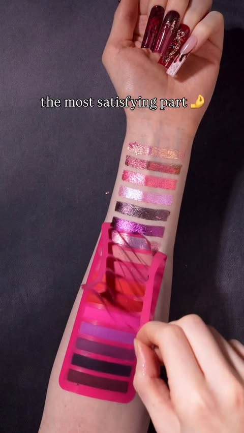 Instagram post by an influencer for bellabeautébar Cosmetics. Caption reads: Girls just want to swatch ✨ Peep the matching....