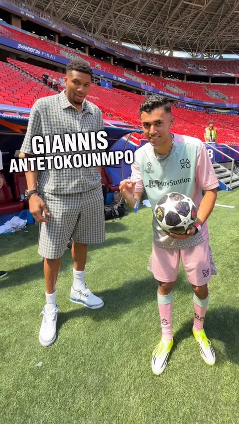 Instagram post by @giannis_an34 for PlayStation. Caption reads: [...] the Elastico King‼️👀👑 . Thanks to....