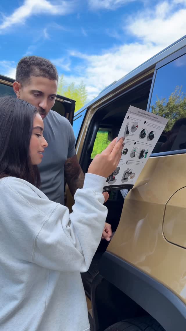 Instagram post by @desirewestphal for Evenflo. Caption reads: #AD No more car seat shuffle 🚗🙌 @target....