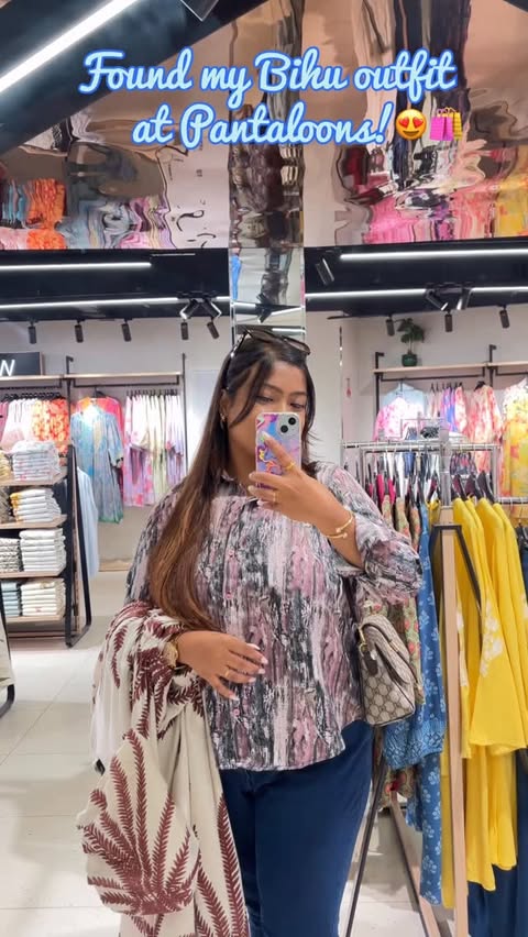 Instagram post by @kalitadisha for Pantaloons. Caption reads: Beautiful Bihu outfits from @pantaloonsfashion....