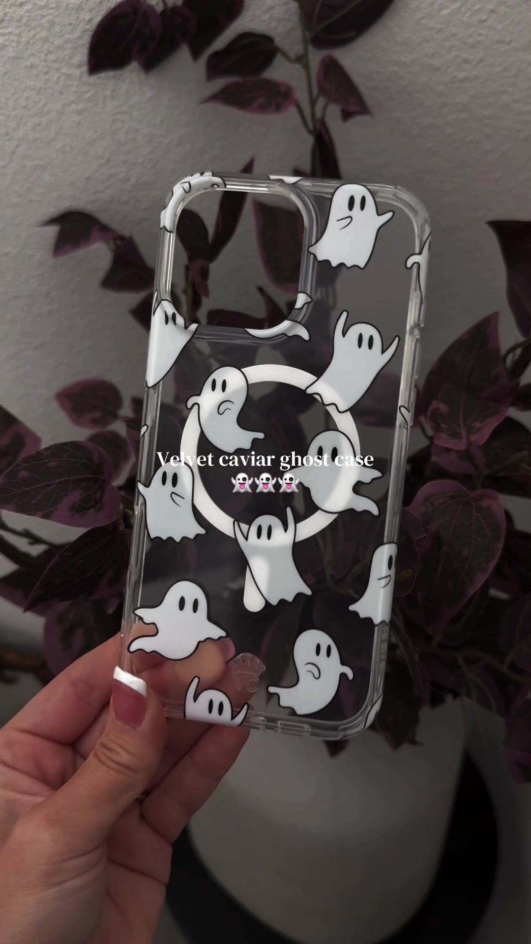 TikTok post by @eviedoll0417 for VELVET CAVIAR. Caption reads: [...] my iPhone 👻🥲 #spookyvibes #spooky....