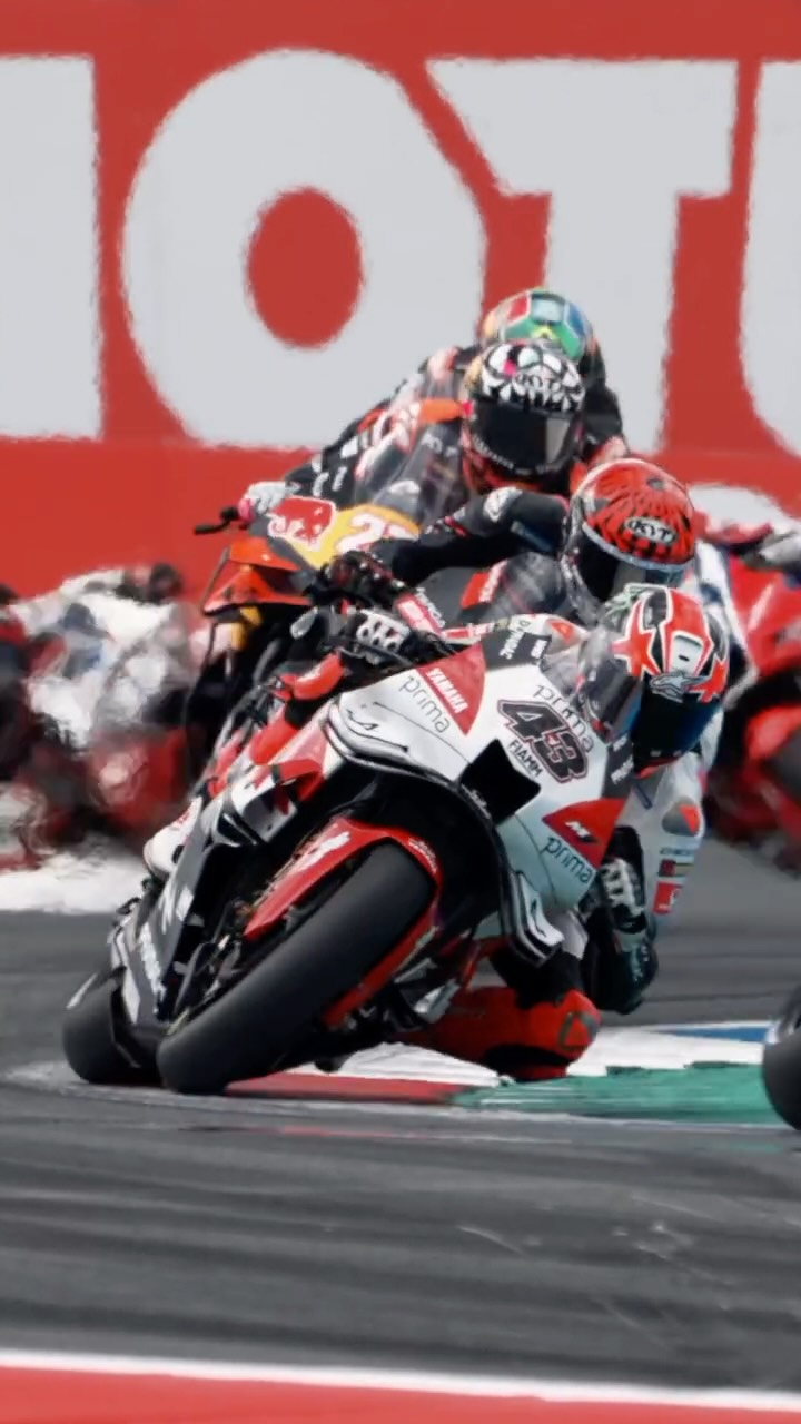 Instagram post by @pramacracing for Dainese. Caption reads: Past and present collided in Assen. 🏍️🇳🇱
How....