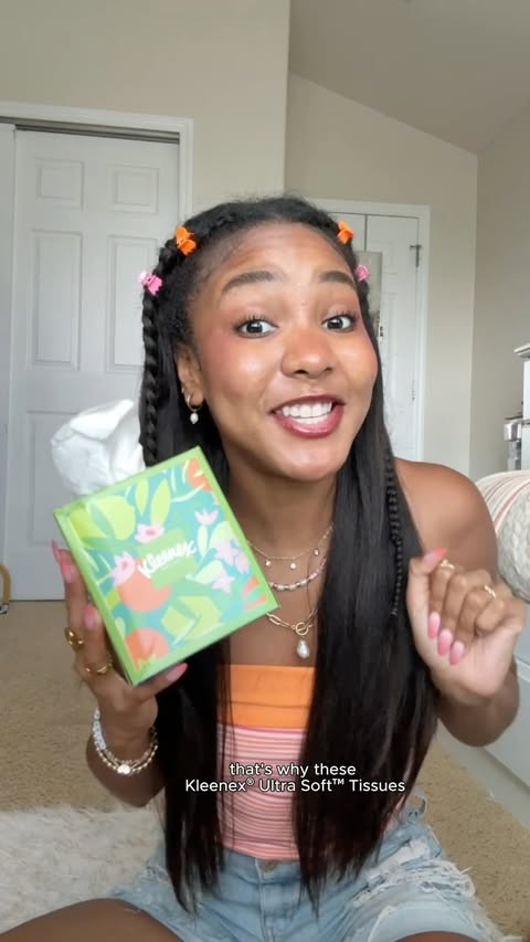 Instagram post by @kamrynbhall for Kleenex. Caption reads: #ad @kleenex has my back this college season!....