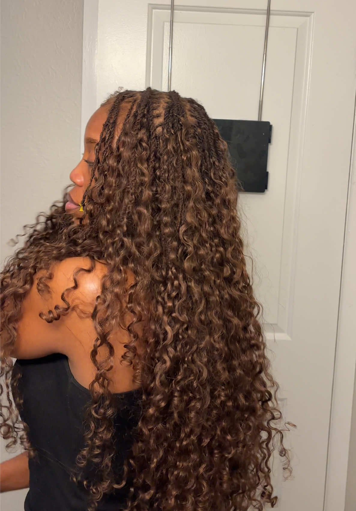 TikTok post by @kayamire for BGM Girl Hair. Caption reads: [...] strands & crochet hair all summer 😛....