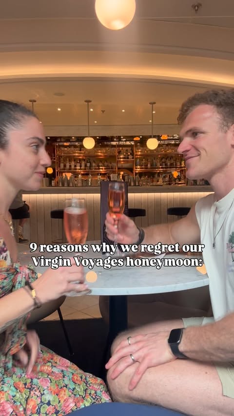 Instagram post by @nathalieballout for Virgin Voyages. Caption reads: 1/10, would not recommend @virginvoyages #ad.