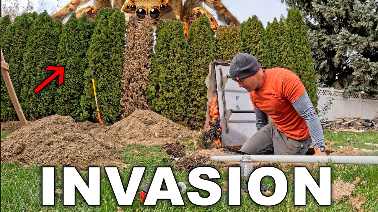 YouTube post by @JerryRigEverything for LARQ. Caption reads: My Backyard Bunker has been compromised.