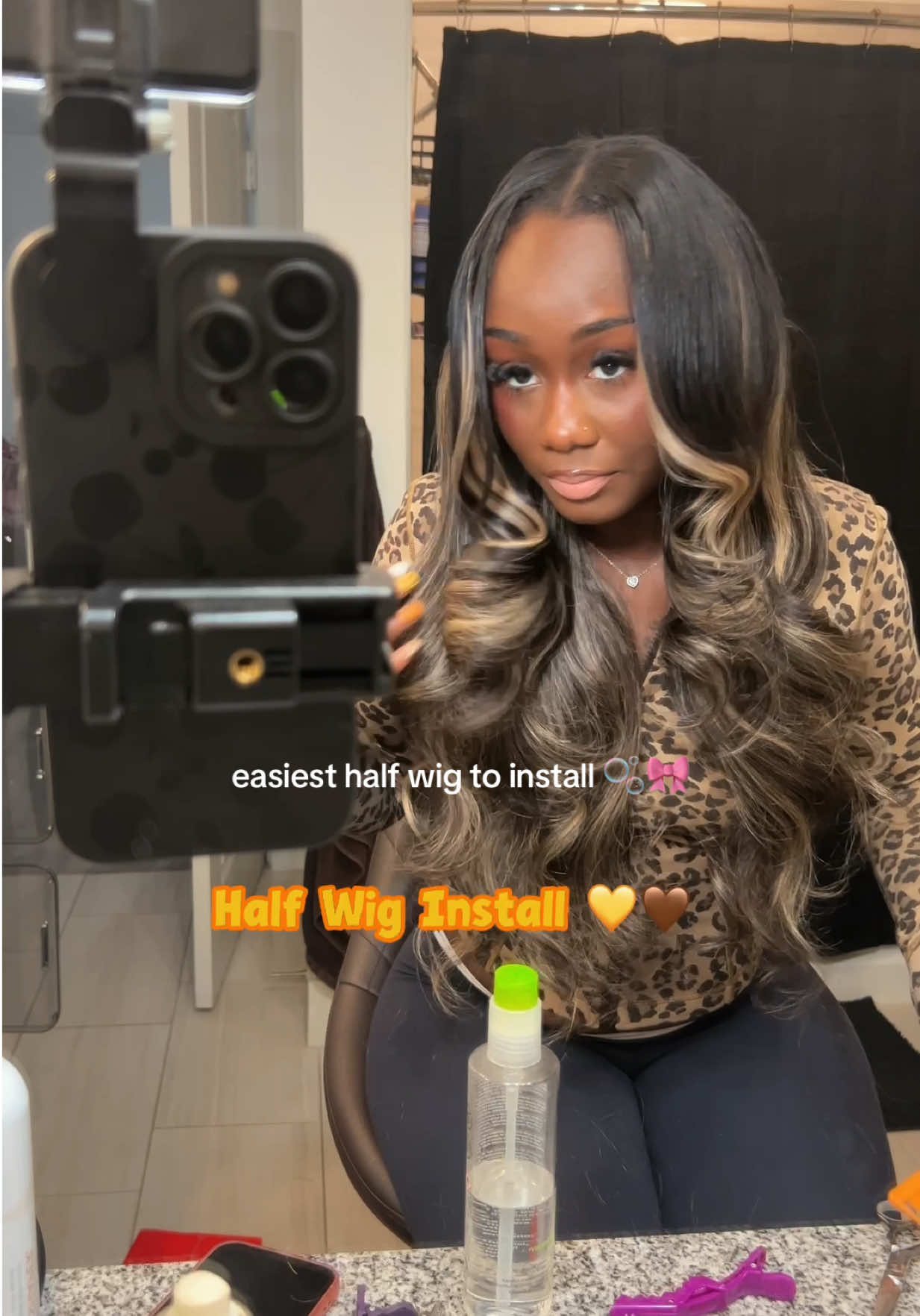 TikTok post by @thedollanaria for Mscoco Hair. Caption reads: [...] took me 10 minutes to install 🫧🎀 @Mscoco....