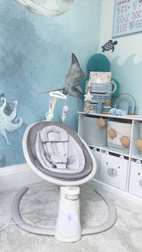 Instagram post by @no40_home_renovation for Graco. Caption reads: We have unboxed our new Sway n Grow swing in the....