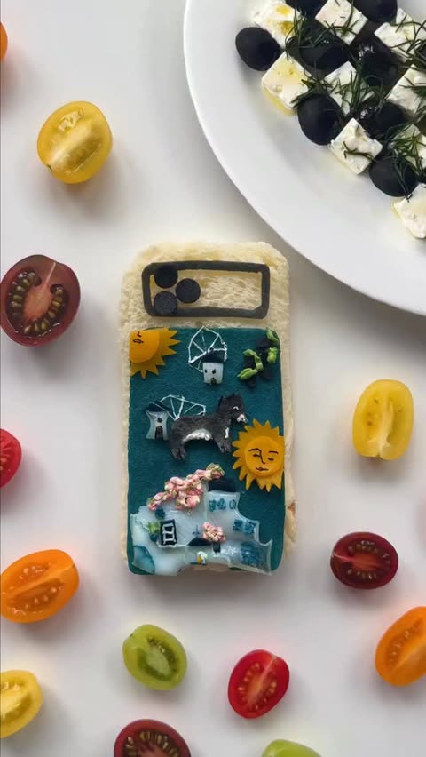 Instagram post by @h0mec4fe for BURGA. Caption reads: POV: your snack became a phone case @burgaofficial....