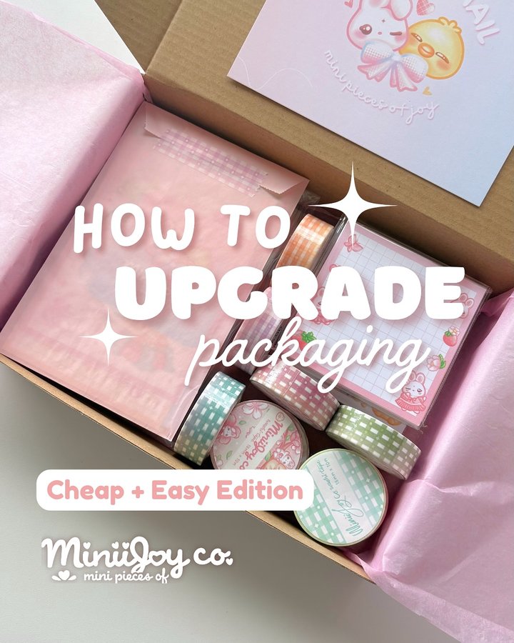 Instagram post by @miniijoyco for VistaPrint. Caption reads: With @vistaprint, upgrading your packaging doesn’t....