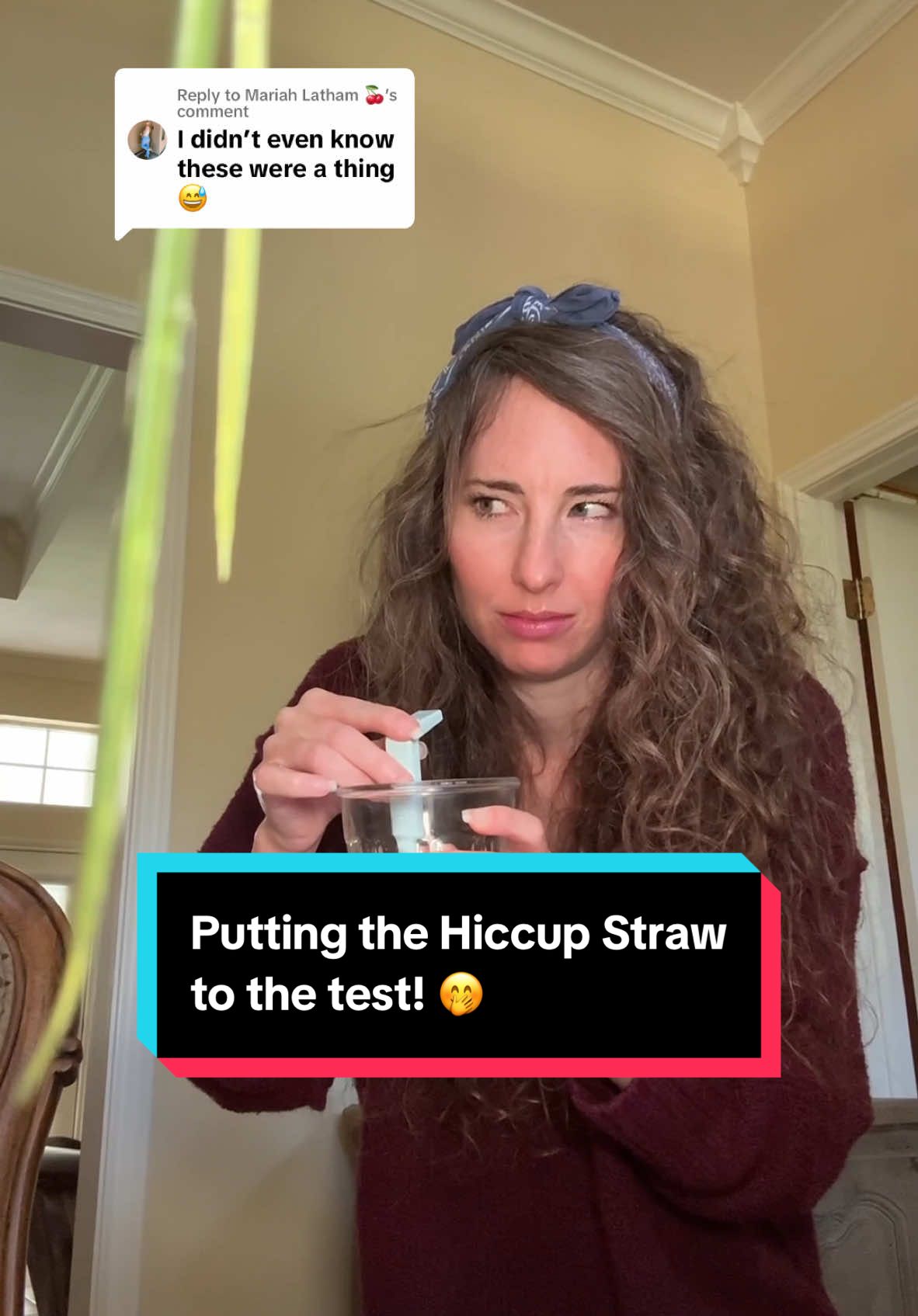 TikTok post by @love_ryangirl for HiccAway. Caption reads: [...] & try this hiccup straw! 😍🫶 #hiccups....