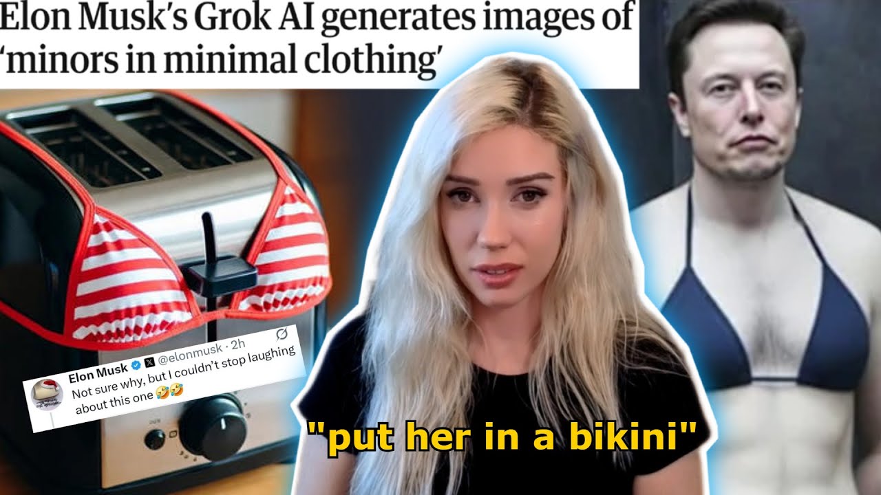 YouTube post by @charalanahzard for TechCrunch. Caption reads: Elon’s Child Abuse Robot.