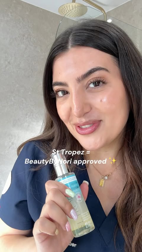 Instagram post by @beautybynori for St.Tropez. Caption reads: [...] most natural glowy natural tan. The....