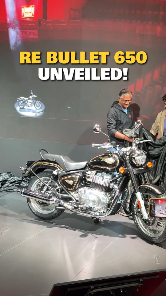 Instagram post by @powerdrift for Royal Enfield. Caption reads: The Bullet 650 becomes the latest 650cc motorcycle....