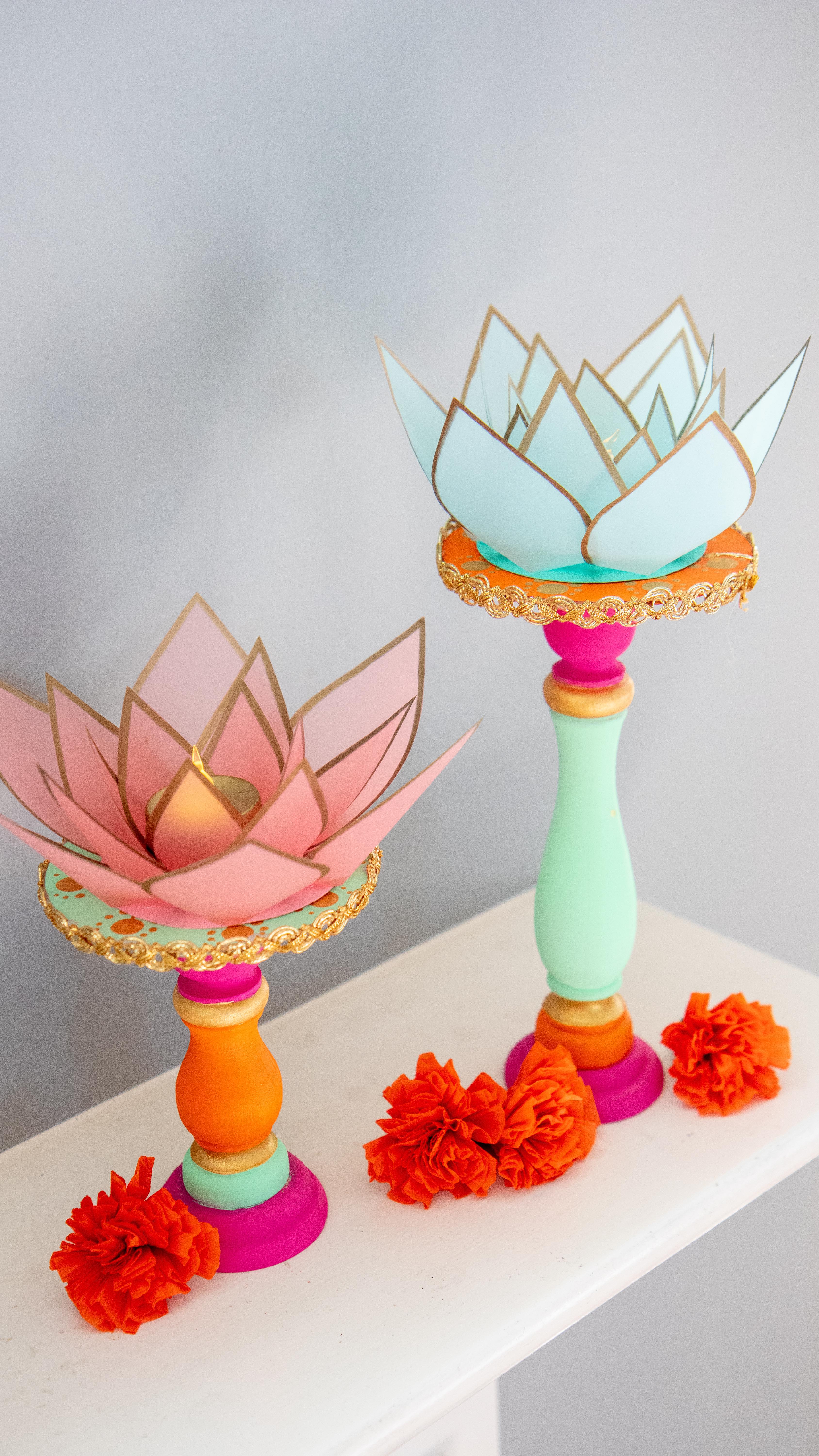 Instagram post by @desimeetsdesign for Sharpie. Caption reads: Sharing these lotus tea light holders I made using....