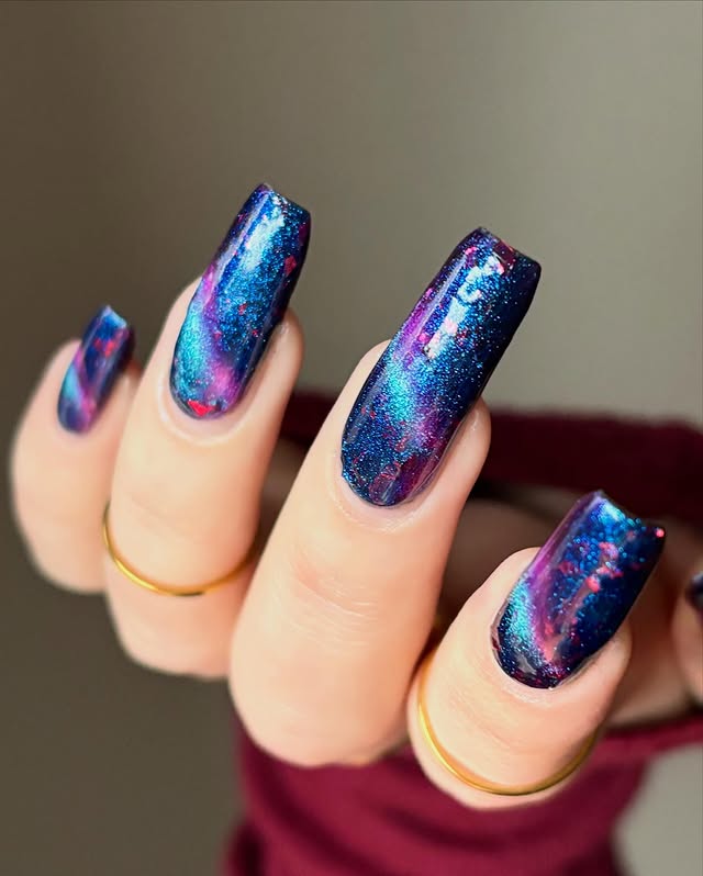 Instagram post by @cozychai.nails for Cracked Polish. Caption reads: Head Above Water - @crackedpolish ❤️🌊✨ *paid pr....