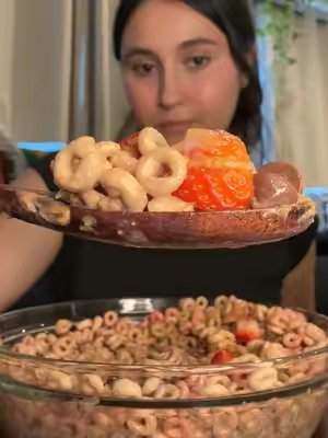TikTok post by @mandafromscratch for Fullight_global. Caption reads: cereal dessert bowl with @Fullight for extra....