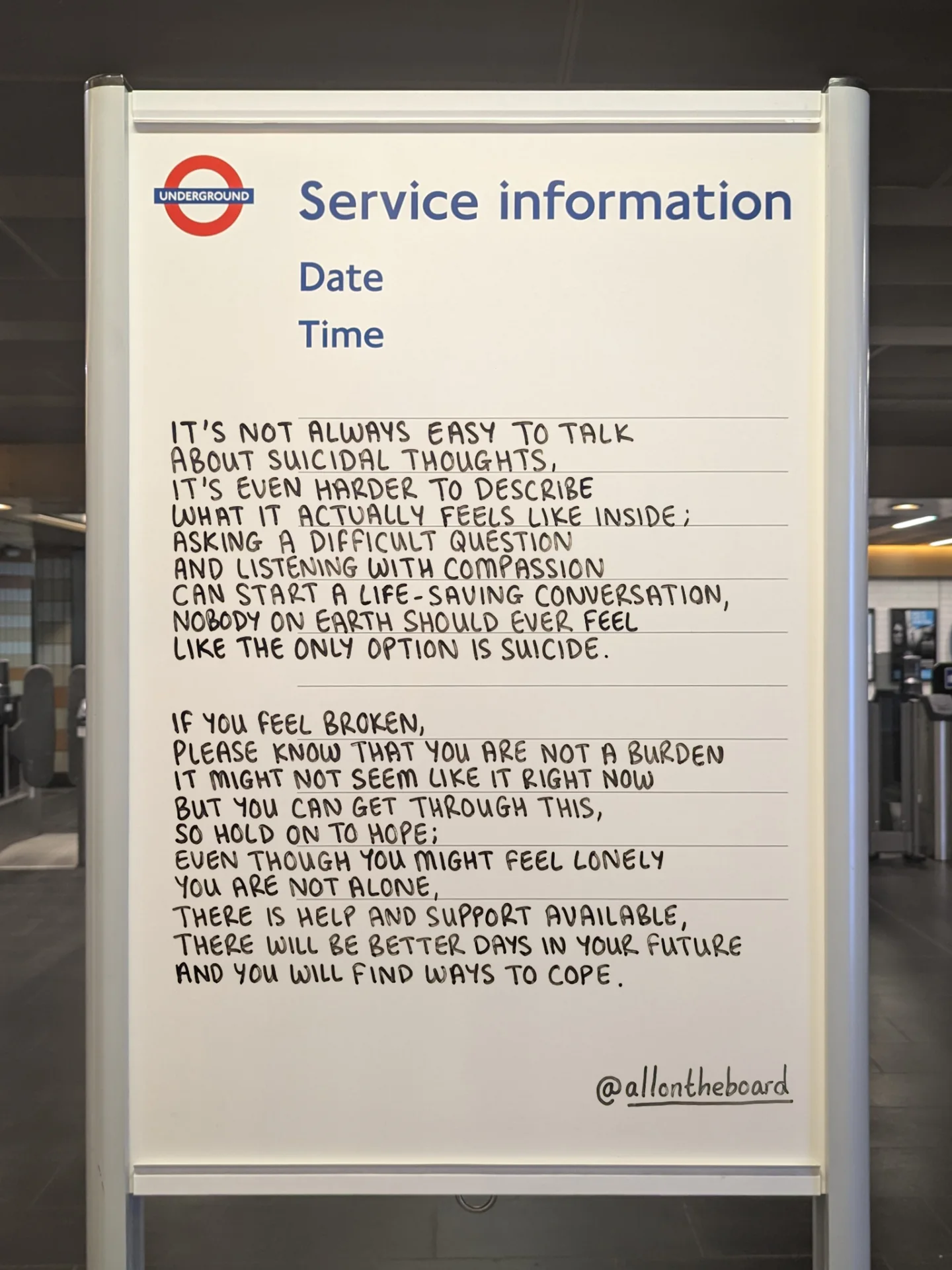 Instagram post by @allontheboard for PAPYRUS. Caption reads: When you're struggling, the world can feel heavy....