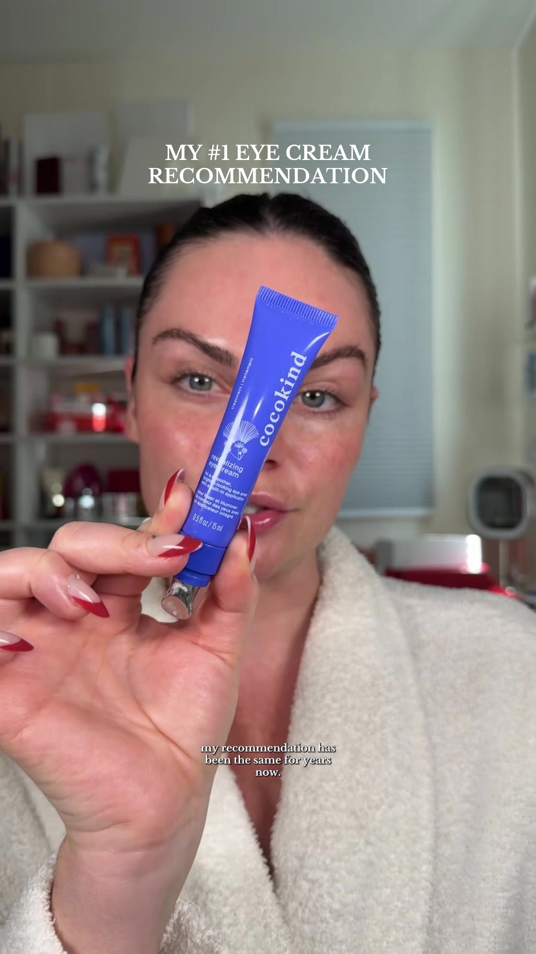 TikTok post by @kristynhoffman96 for Cocokind. Caption reads: [...] Eye Cream is everything to me 💙 @cocokind ....