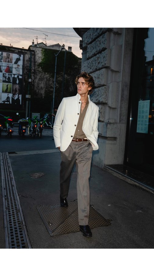 Instagram post by @ryryprevedel for Loro Piana. Caption reads: A conversation between heritage and modernity at....