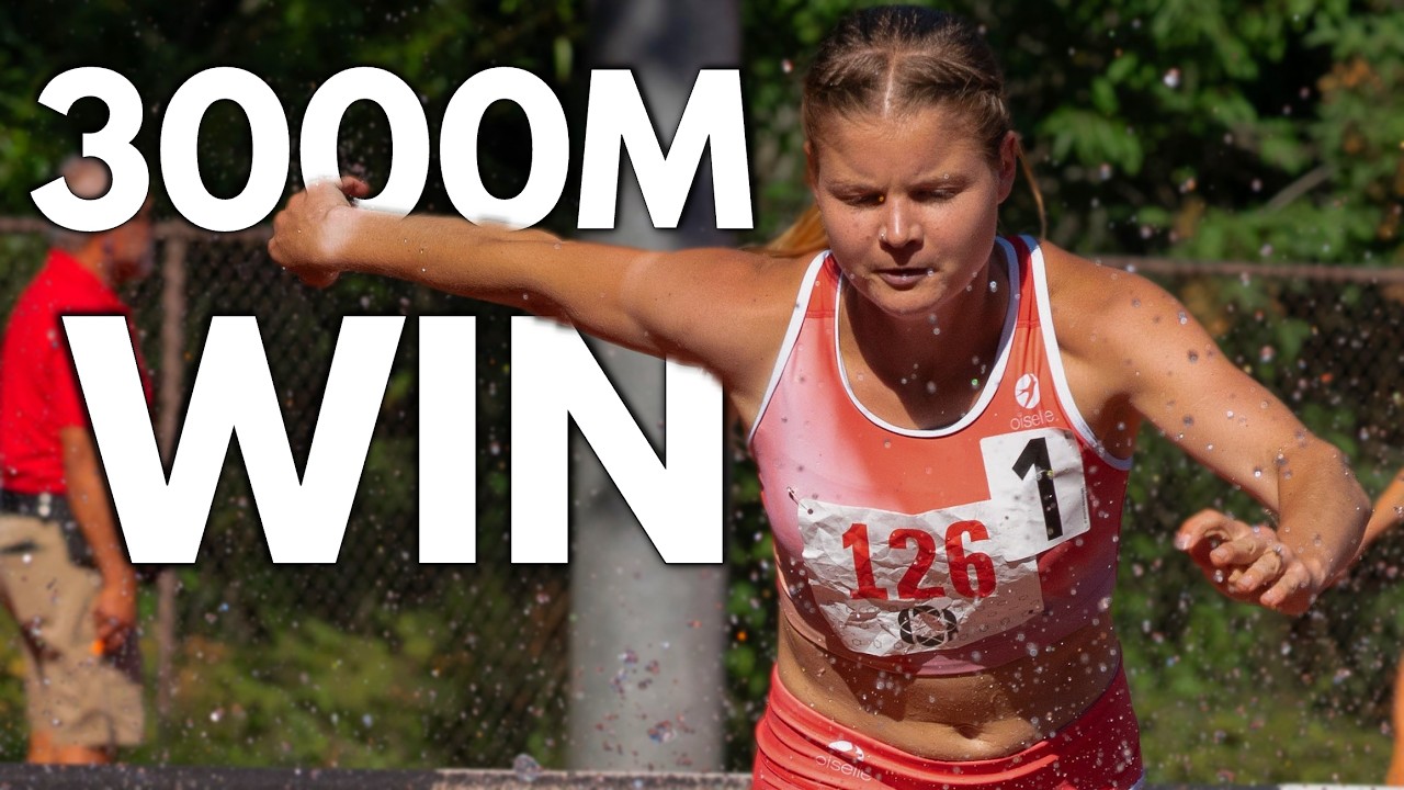 YouTube post by @allie_ostrander for Oiselle. Caption reads: I Won a Pro Track Race || Stumptown Twilight....